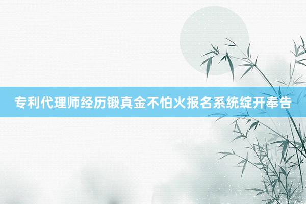 专利代理师经历锻真金不怕火报名系统绽开奉告